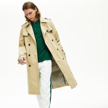 Lacoste Long Belted Cotton Trench Coat Pánské - Kabáty Béžový | CZ-SuIFqd